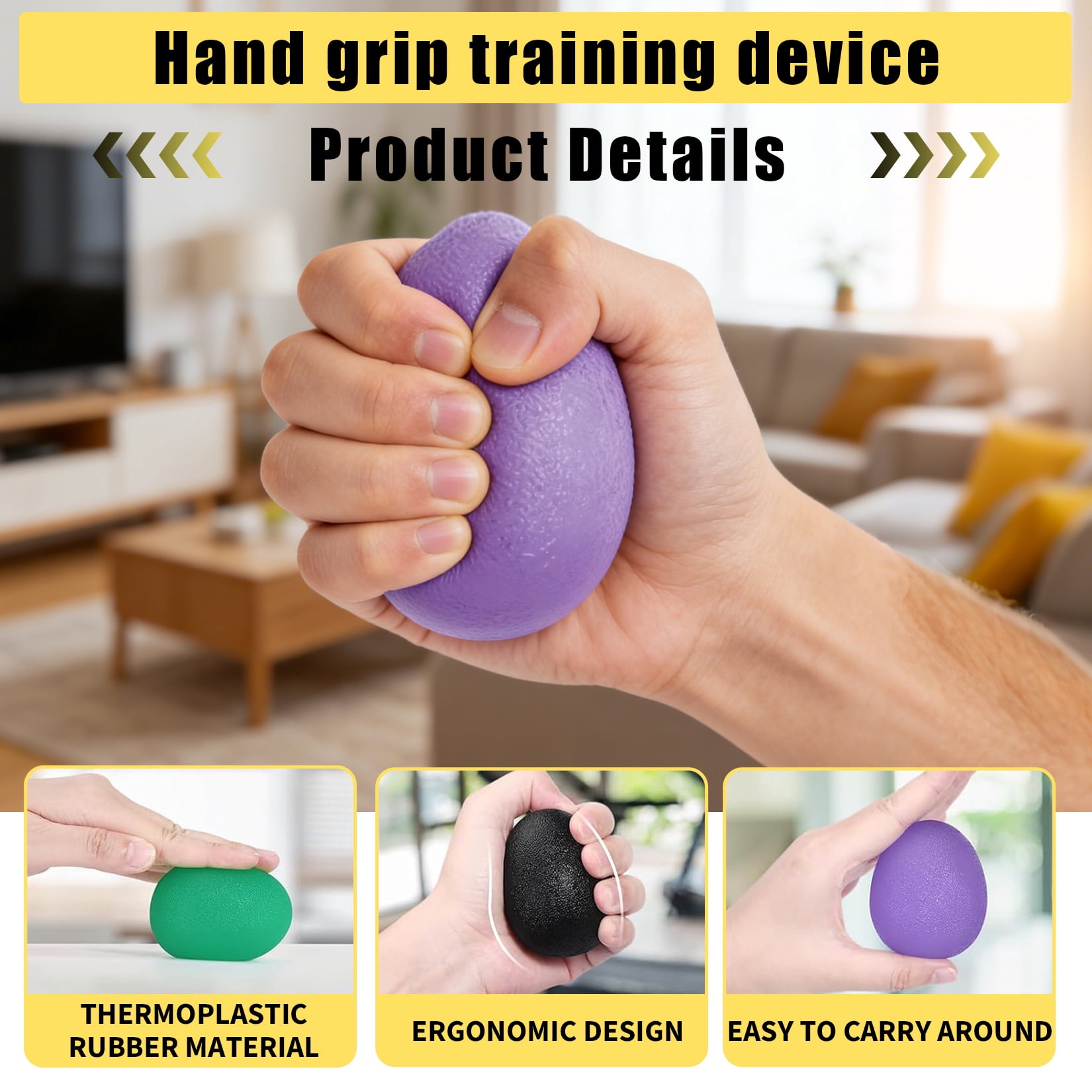 Gaderth Hand Grip Strengthener Set 9 Pack, Grip Strength Trainer, Hand Grip Strengthener, Stress Balls for Adults, Stress Relief Balls, TPR Material, Strength Training Equipment