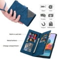thumbnail image 3 of Decase Premium Retro Leather Wallet Case for Samsung Galaxy S25 Ultra, Multi-functional Zipper Wallet, Handbag with Card Holder, Kickstand Design, Stylish PU Leather Case with Magnetic Closure,Blue, 3 of 8