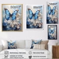 thumbnail image 4 of Designart "Butterfly Azure Abstract Grace II" Animals Butterfly Floater Framed Wall Decor, 4 of 5