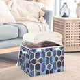 thumbnail image 3 of Yayeee Collapsible Storage Bin with Lid Fabric Closet Decorative Basket with Handles, Blue Hexagon Pattern, 3 of 7