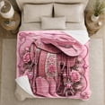 thumbnail image 5 of Pink Western Cowgirl Boots Saddle Equestrian, Rustic Farmhouse Horse Scene, Warm Flannel Blanket for Ranch House and Living Room, Horse Lovers Housewarming Gift, Rustic Home Decor, 5 of 9