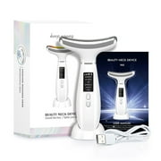 Facial and Neck Massager Skin Lifting & Firming,Light Therapy for Face with Vibration, Thermal, Cooling - at Home Skin Care Face Sculpting Tool and Beauty Device-White