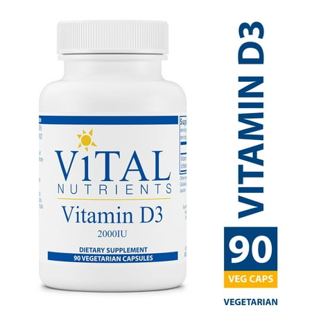 Vital Nutrients - Vitamin D3 2,000 IU - Supports Calcium Absorption and Bone Health - Gluten Free - 90 Vegetarian Capsules per