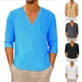 thumbnail image 2 of Mens Thin Long Sleeve V Neck Solid Color T Shirt Blouse Casual Loose Tops Tee, 2 of 6