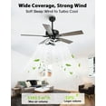 thumbnail image 2 of 52 Inch Ceiling Fans with Lights and Remote - Creative Black Modern Ceiling Fan, 3CCT, 6 Speeds, Quiet, Dual-Sided Reversible 5 Blades Indoor Outdoor Chandelier Fan for Bedroom Living Room, 2 of 18