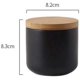 thumbnail image 2 of Tarro de cerámica para almacenamiento de alimentos con tapa de madera, tarro de almacenamiento hermético portátil para té, azúcar, café, nueces y té, negro, 260ml, 2 of 5