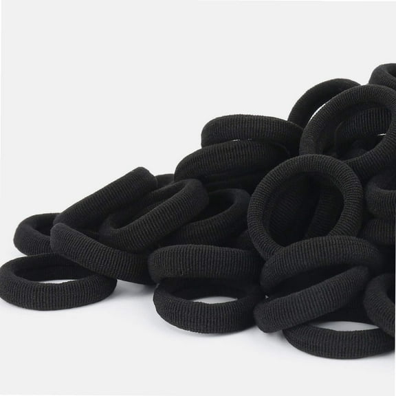 Black Seamless Baby Hair Ties – Girls Cotton Hair Bands – Tiny Kids Elastics Ponytail Holders for Baby Toddlers Girls Kids, 1 Inch in Diameter, Black, by Nspring
