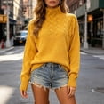 thumbnail image 2 of Edvintorg Sweaters for Women High Neck Casual Pullover Top Long Sleeve Loose Soft Knit Blouse Plus Size Fashion Women Clothing Yellow S-5XL, 2 of 5