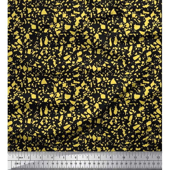 Soimoi Black Cotton Duck Fabric Aboriginal Mosaic Print Fabric by Yard 42 Inch Wide