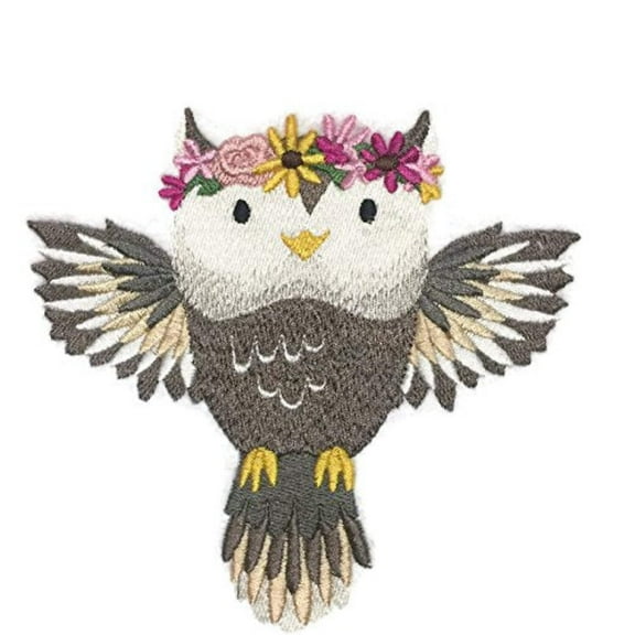 Sweet Woodland Baby Owl Embroidered Iron on/Sew Patch [4.85" X 4.8"]