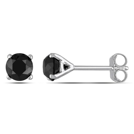 1 Carat T.W. Black Diamond 10kt White Gold Stud Earrings