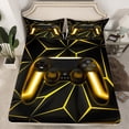 thumbnail image 2 of Castle Fairy Kids Teens Boys Abstract Gamepads Gamer Twin Sheet Sets 3pcs,Geometric Plaid Futuristic Cubes Twin Fitted Sheet Microfiber,Black Yellow Breathable Flat Sheet,Microfiber Bedroom Decor, 2 of 7