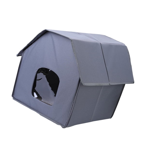 Casa para Gatos Salvador Refugio Impermeable Resistente Parte Plana Gris
