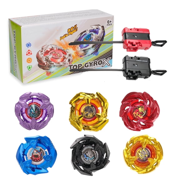 Set DEZAWRTY de Gyro X Battle Blade con 6 tapas y 2 lanzadores, 6 o más