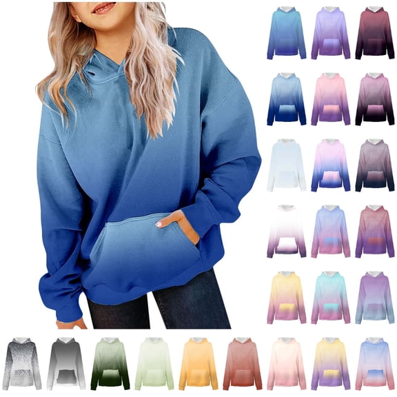 HJYCHN Girls Hoodies Tie Dye Gradient Hooded Sweatshirt with Front Pocket Kids Hoodie Casual Long Sleeve Loose Pullover Top