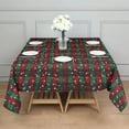 thumbnail image 3 of Red and Green Plaid Christmas Snow Pattern Square Tablecloth,Waterproof Square Table Cover,Wipeable Spillproof Washable Table Cover for Home Kitchen Party Decor 52"x52"(132x132cm), 3 of 6