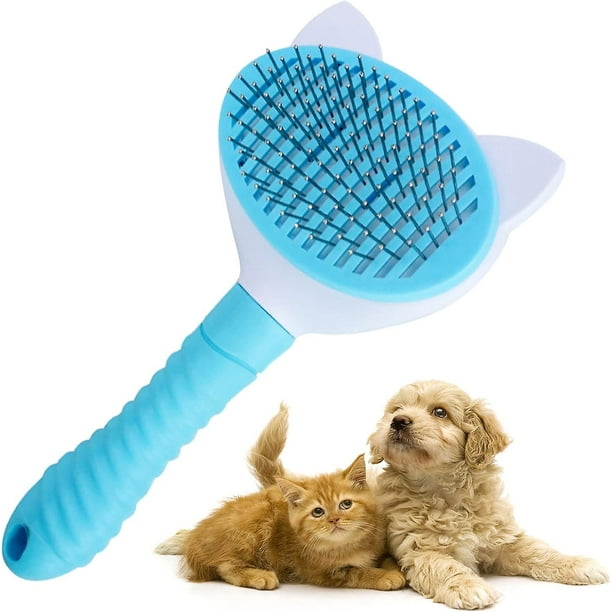 Cepillo para perros y gatos autolimpiante WEIHJMXG Azul