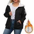 thumbnail image 2 of Bibifish Womens Jackets Oversized Fall Winter Warm Fleece Zip Up Hooded Jackets Casual Long Sleeve Solid Color Soft Outerwear Coats With Pocket, 2 of 5
