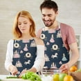 thumbnail image 3 of Dark Blue Princess Unicorn Pattern Apron-Garden Aprons for Women with Pockets-Cotton Linen Waterproof Kitchen Cooking Gardening Aprons Adjustable for Kitchen,Cooking,BBQ and Salon 33x27 Inch, 3 of 7