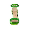 thumbnail image 5 of BLISSFUL STEP Valentine's Women's Shoes Glitter Ankle Strap Block Heel Prom Sandals Bright Green 10, 5 of 7