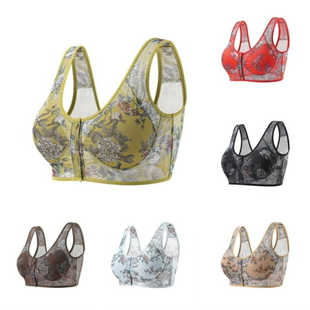 Savings Under $15 Nexjvus Nursing Bras Wirefree Front Open Front Open Button Maternity Bra Fashion Print Bra Size M-XXL