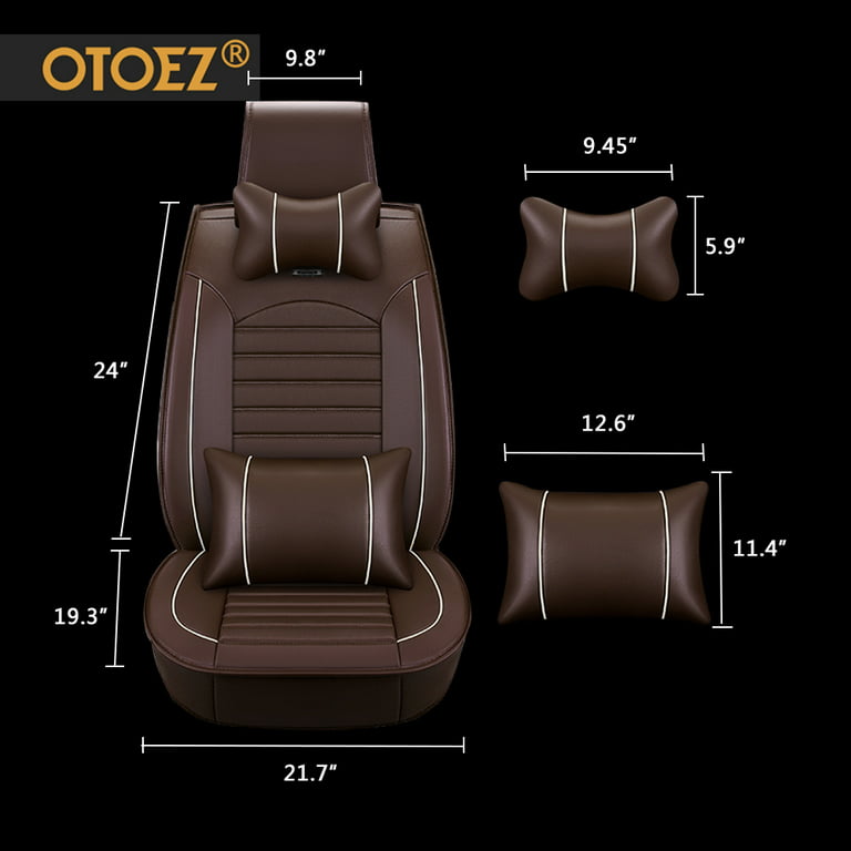 OTOEZ Universal Car Seat Cover Full Set PU Leather 5 Seats Front Rear Seat  Cushion