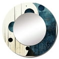 thumbnail image 2 of Designart "Blue Yellow Mid Century Minimalist Rain I" Abstract Collages Rund Mirror For Wall Decor - Large Teal Round Print Mirror - Round Modern Mirror - Wall Mounted Round Large Mirror - 36" x 36", 2 of 6