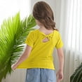 thumbnail image 4 of WhouRiu Infant Girls Tshirts Back Bow Short Sleeve Tee Clothes Kids Loose Breathable Comfy Tops Yellow,Sizes 12-24 M, 4 of 5