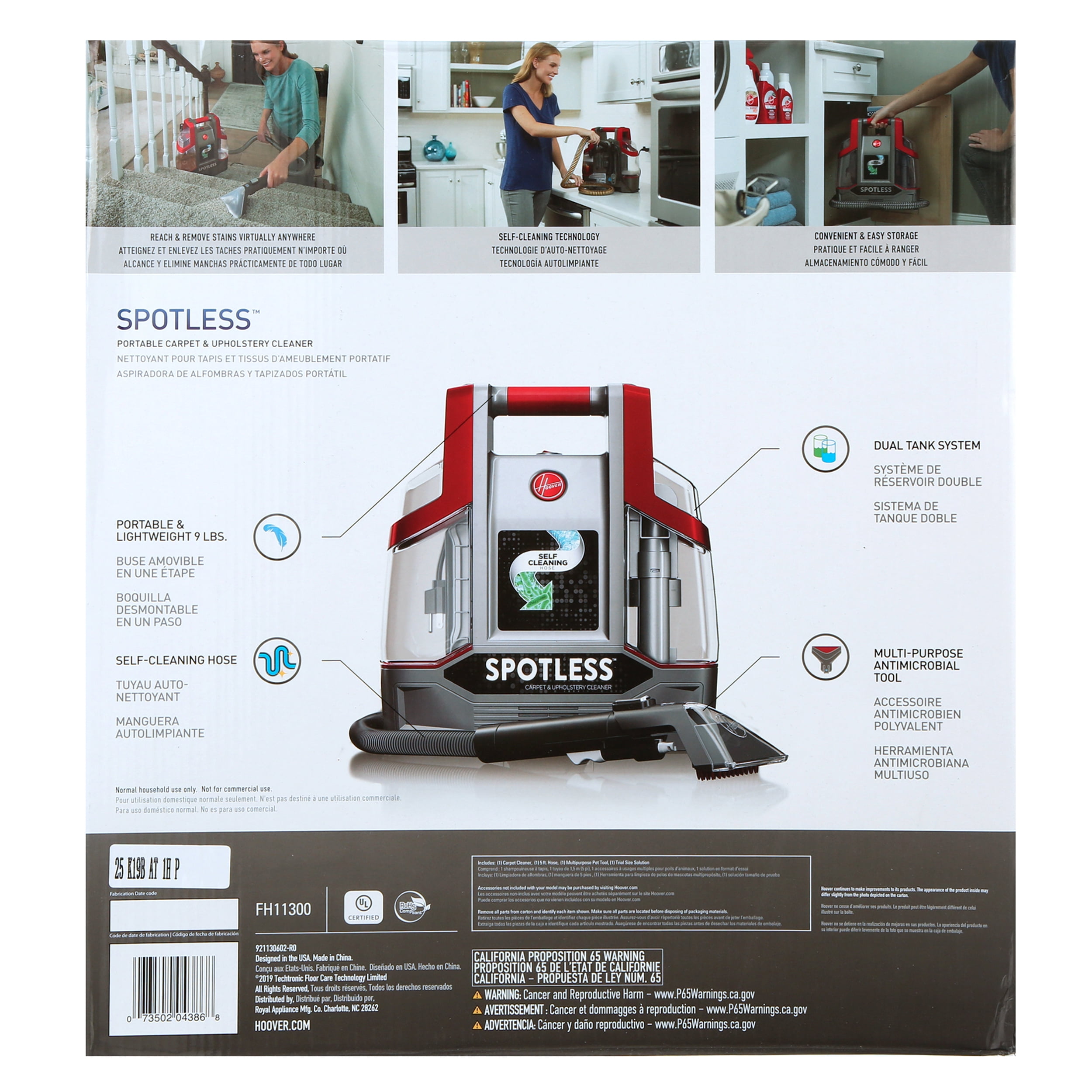 Hoover Spotless Portable Carpet & Upholstery Spot Cleaner Machine, for Carpet, Rugs, and Upholstery, 5 Oz. Pet Solution, Self Cleaning, FH11300