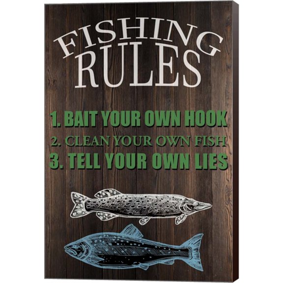 Great Art Now Fishing Rules by Kimberly Allen, Canvas Wall Art, 12W x 18H