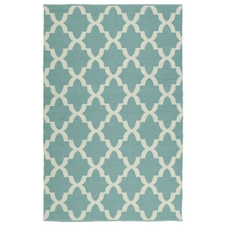 Kaleen Rugs Indoor/Outdoor Laguna Seafoam and Ivory Trellis Flat-Weave Rug (9'0 x 12'0)