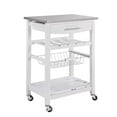 thumbnail image 2 of Kitchen Rolling Cart, Mobile Kitchen Trolley, Serving Cart With Drawer And Slide-Out Metal Basket, White Metal Frame With Locking Casters And Stainless Steel Worktop, 2 of 7
