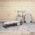 thumbnail image 2 of Folding Outdoor Lounge Chair with 90° Adjustable Canopy, 4-Position Reclining Tanning Chair with Headrest, Breathable Texteline Mesh, Steel Frame, Light Grey, Patio & Poolside, 2 of 7