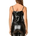 thumbnail image 4 of INSPIRE CHIC Women's Sequin Spaghetti Strap Crop Camisole Tank Tops XL Black, 4 of 9