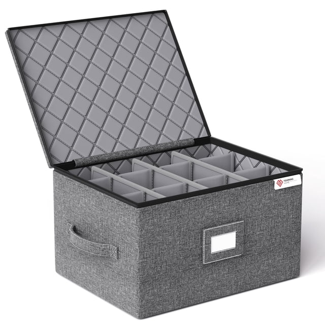Caja de almacenamiento para copas de vino YearningHome con carcasa rígida 43x33x28 cm