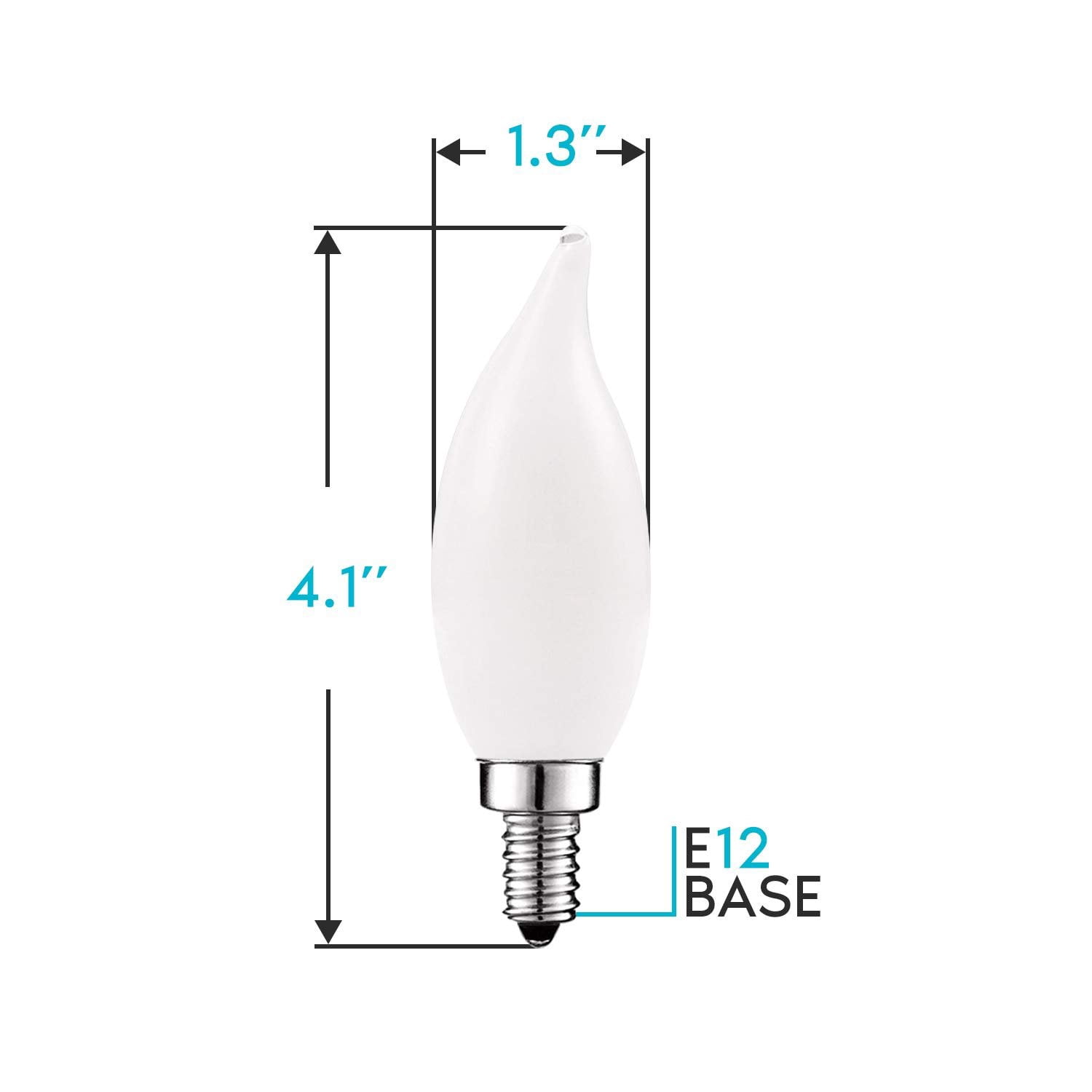 Luxrite E12 LED Chandelier Frosted Light Bulbs, Dimmable, 40 Watt Equivalent, 2700K Warm White, 360 Lumens, Flame Tip, 6-Pack