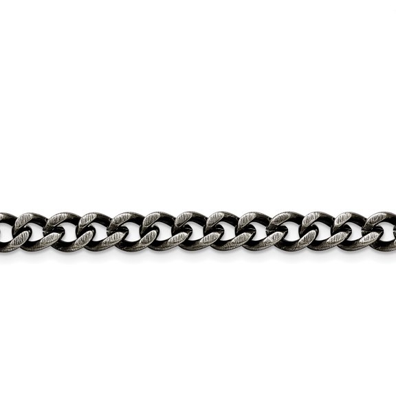 Chisel Stainless Steel 7.50mm Oxidized Curb Chain Bracelet