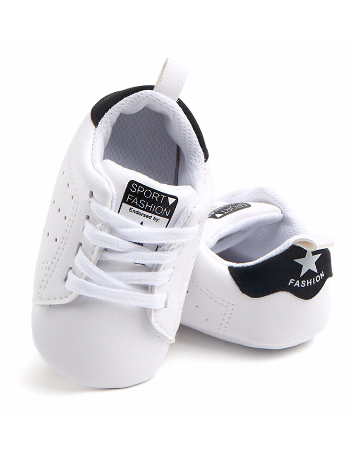 Infant Newborn Baby Boy Girl Soft Sole Laceup PU Pram Shoes Trainers 0-18Months 