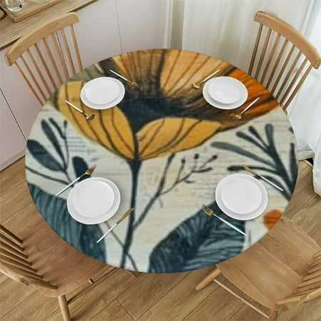 

Patifu Flowers Round Tablecloth|Stain-Resistant & Washable|100% Polyester Fiber|Ideal for Home Kitchen & Parties|Outdoor Fitted Design 31 -35