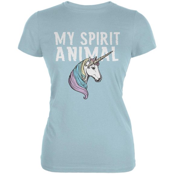 My Spirit Animal Unicorn Light Aqua Juniors Soft T-Shirt - Large