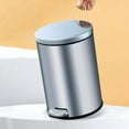 thumbnail image 4 of Cubo de basura con pedal de acero inoxidable Cesto de basura con tapa de cierre suave Bote de basura a prueba de de 6L para plata Baoblaze Cubo de basura con pedal, 4 of 8