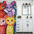 thumbnail image 4 of Cat Print Shower Curtain Art Style Bathroom Decor Shower Curtain with 12 Hooks,66inx72in, 4 of 6