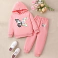 thumbnail image 2 of Duqingm Girls Clothes Fall Winter Toddler Outfits Floral Butterfly Print Hoodie Sweatshirt + Sweatpants 2 Piece Set 2-7 Years, 2 of 7