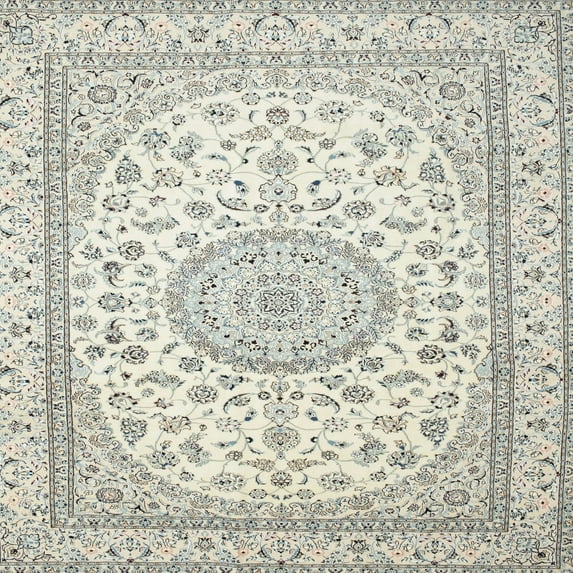 Ahgly Company Machine Washable Indoor Square Traditional Gunmetal Gray Area Rugs, 5' Square