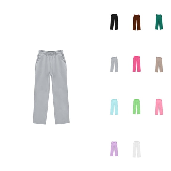 High Waisted Soft Stretch Casual Sweatpants for Girls with Pockets – Comfortable Everyday Wear Open Bottom Youth Pants, Style G18400B