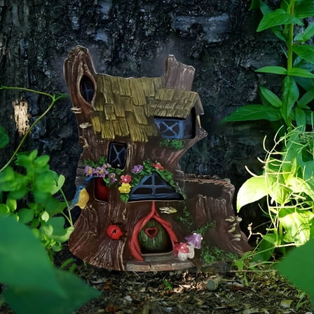 LAMIRO Fairy Garden House,Wooden Fairy Garden House,Outdoor Fairy Garden for Kids & Adults,Home Decoration
