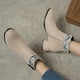 thumbnail image 2 of NECHOLOGY Botas Mujer Adulto Femenino Zapatos Botines para mujer Moda mujer tobillo bajo ribete punta redonda tobillo botas de cuero zapatos casuales y de mujer ocio (Beige, 6.5), 2 of 4