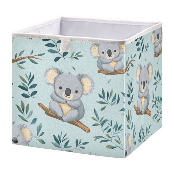Cabinet Storage Basket 11.02x11.02x11.02 Inches Storage Box Foldable, Storable and Easy to Assemble ，Open Home Storage Bins ，Closet Storage Bins Blue Cute Koala