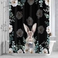 thumbnail image 2 of Easter Rabbit Shower Curtain for Bathroom, Watercolor Bunny White Floral Leaf Black Background Waterproof Cloth Fabric Bathroom Accessories Set with 12 Rust Proof Plastic Hooks, 36"x72", 2 of 9