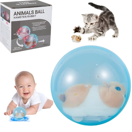 BESTSKY 2026 New Hamster Ball Toy Rolling Ball Cute Cartoon Animal Ball Self Rotating Plush Hamster for Small Pets,Hamsters,Gerbils,Mice